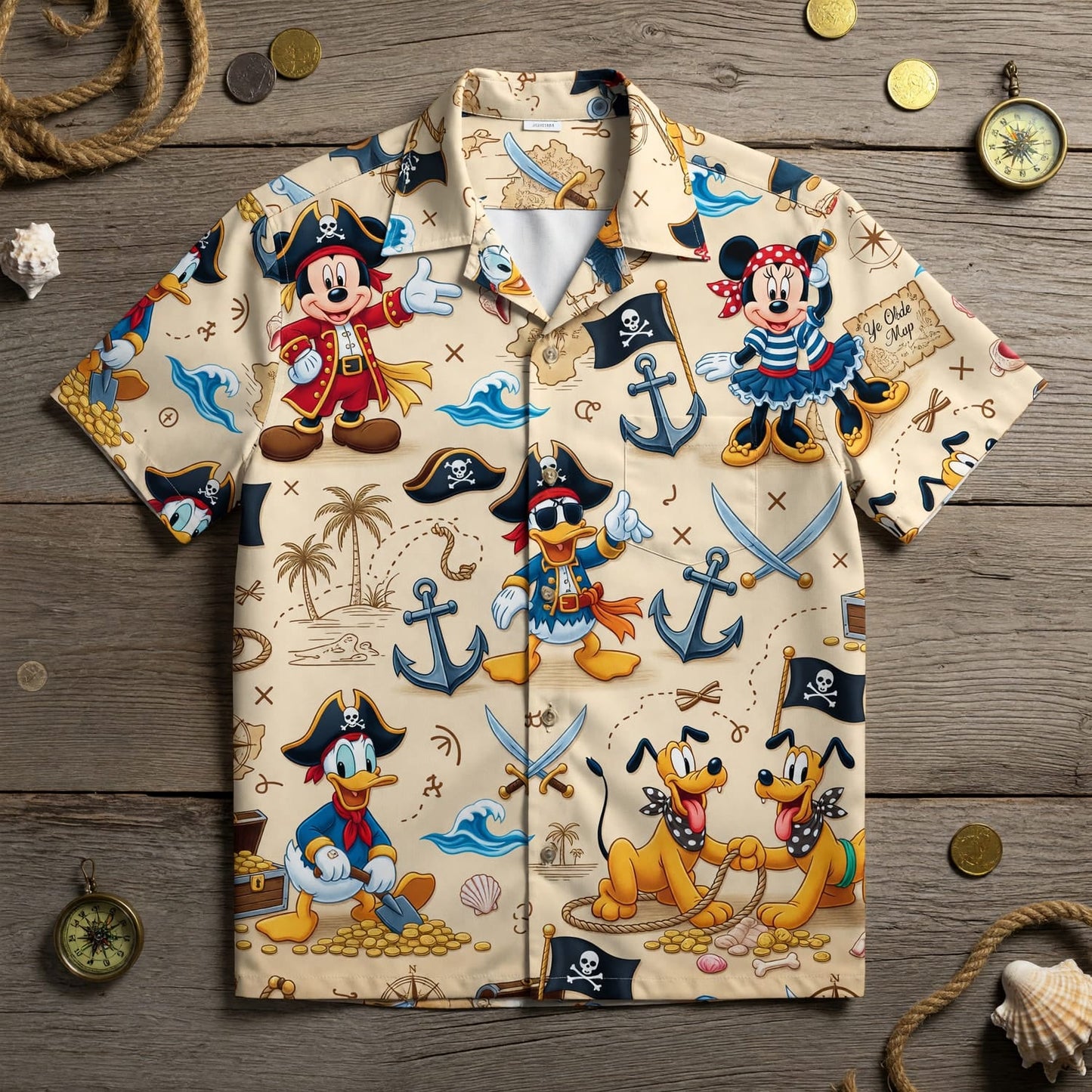 Pirate Mouse Hawaiian Shirt - Cartoon Tropical Apparel - HWF5YHLEA