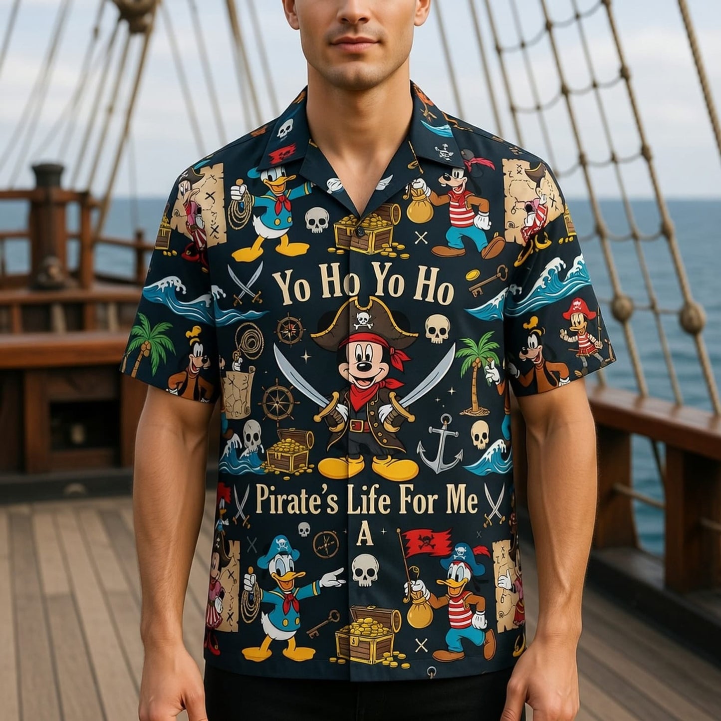 Mouse Pirate Hawaiian Shirt - Cartoon Pirate Pattern - HWGO1Z0G6