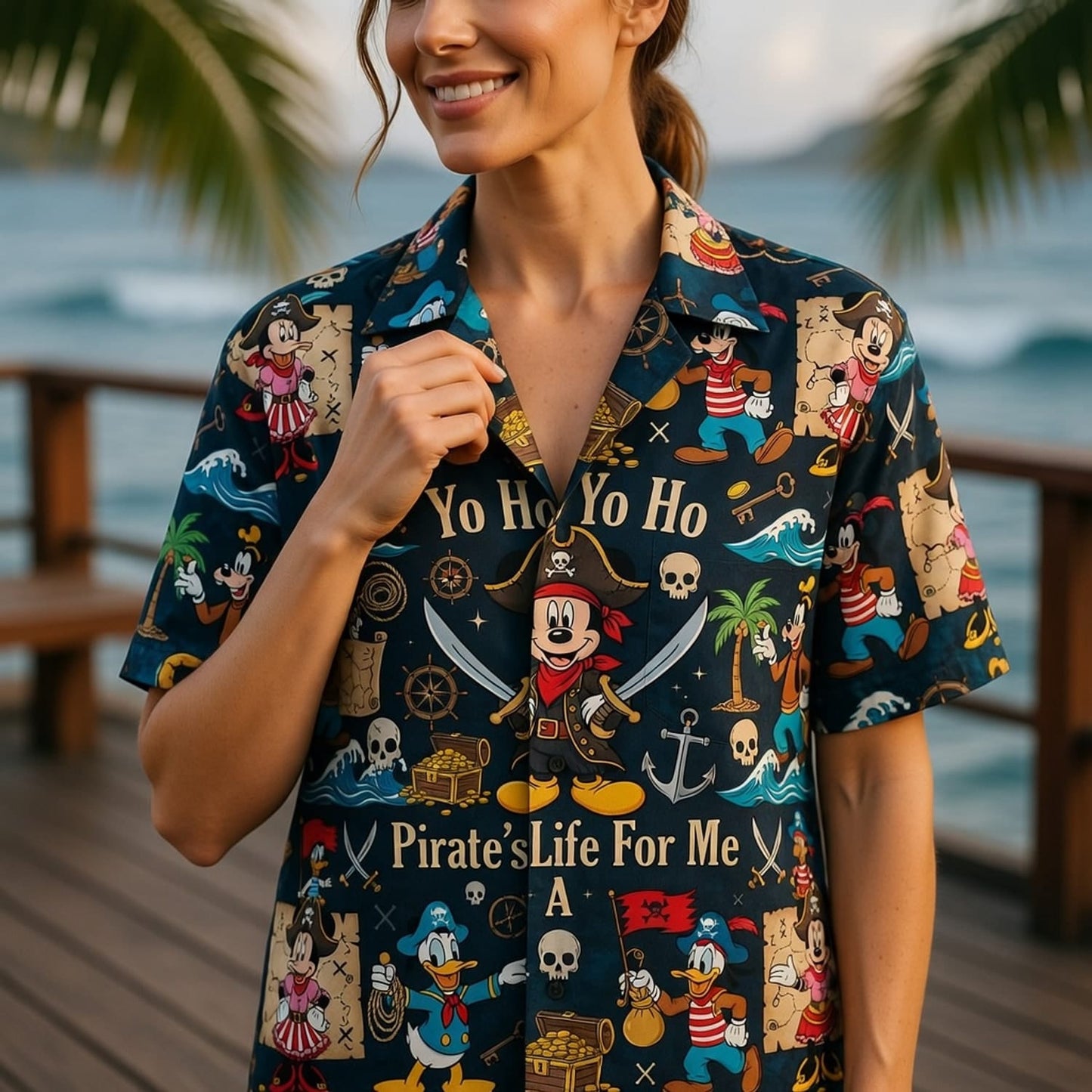 Mouse Pirate Hawaiian Shirt - Cartoon Pirate Pattern - HWGO1Z0G6