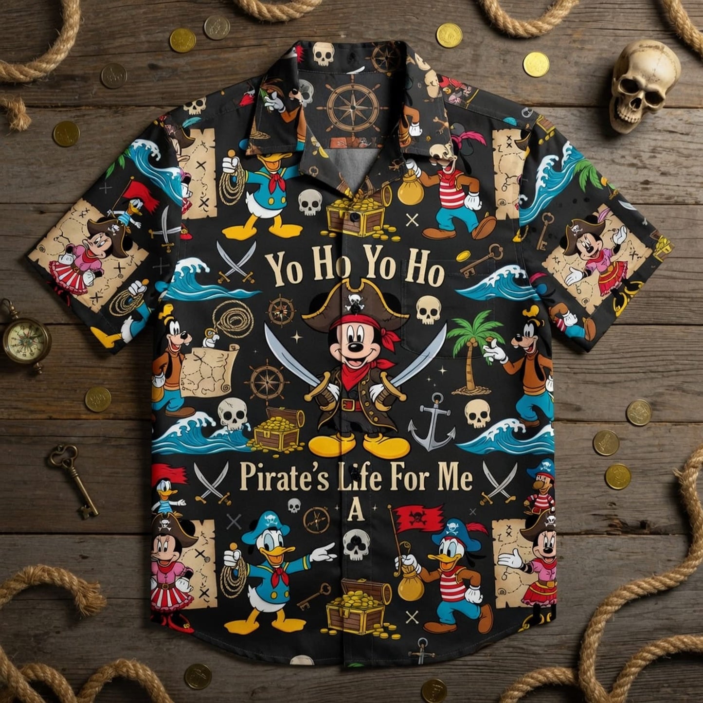 Mouse Pirate Hawaiian Shirt - Cartoon Pirate Pattern - HWGO1Z0G6