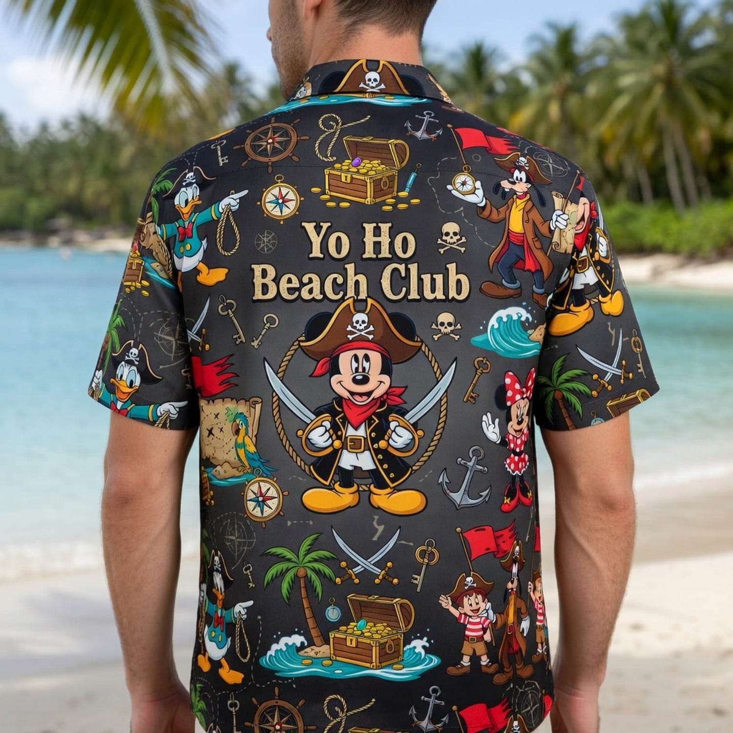 Yo Ho Beach Club Hawaiian Shirt - Mouse Pirate Tropical Apparel - HWHB7FR5I