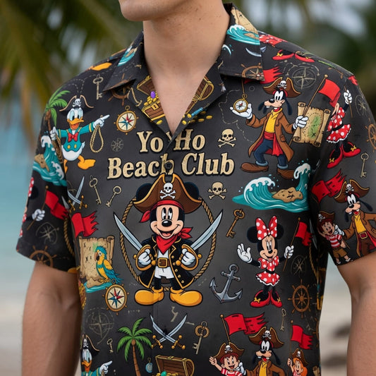 Yo Ho Beach Club Hawaiian Shirt - Mouse Pirate Tropical Apparel - HWHB7FR5I