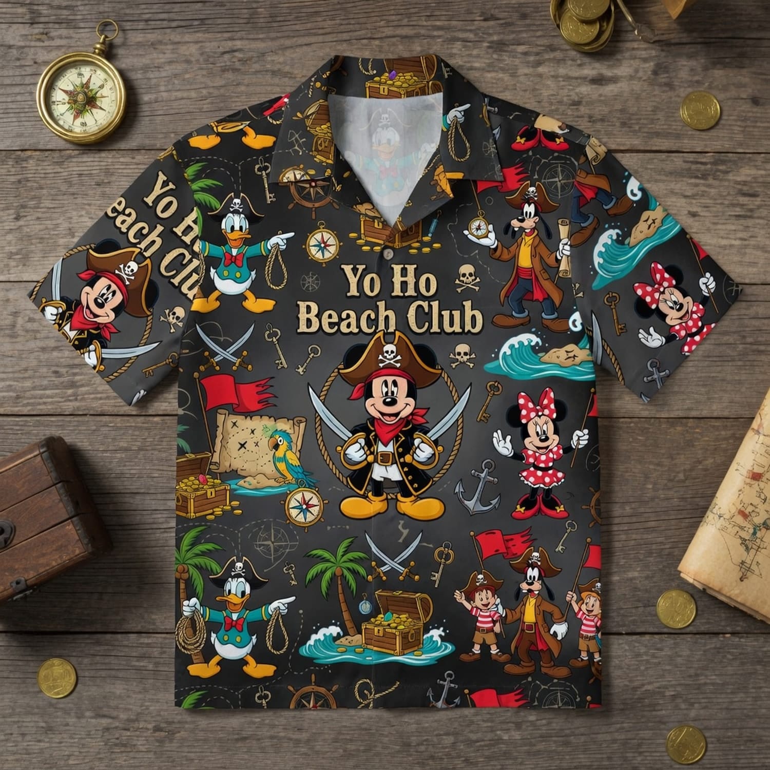Yo Ho Beach Club Hawaiian Shirt - Mouse Pirate Tropical Apparel - HWHB7FR5I
