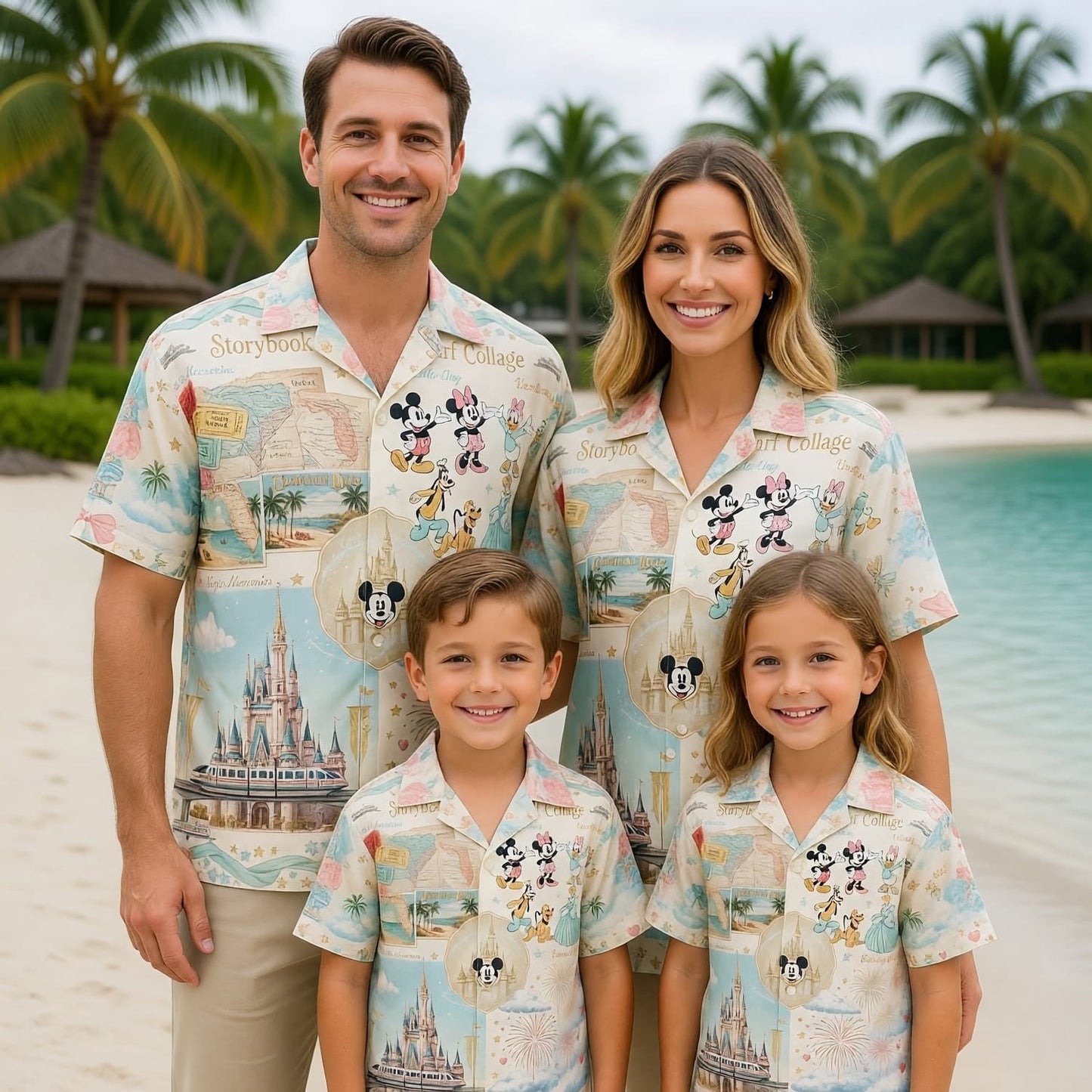 Theme Park Characters Hawaiian Shirt - Storybook Resort Collage - HWHH8KOUF