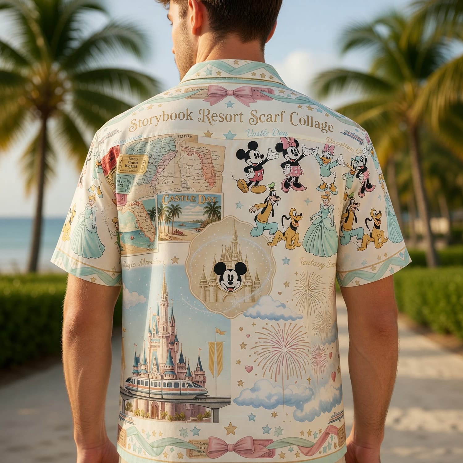 Theme Park Characters Hawaiian Shirt - Storybook Resort Collage - HWHH8KOUF