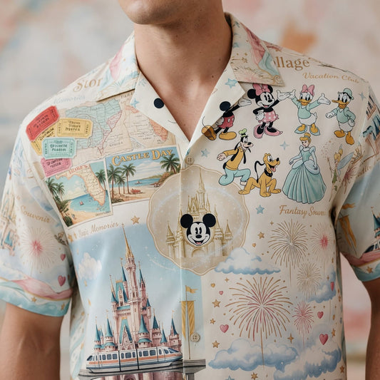 Theme Park Characters Hawaiian Shirt - Storybook Resort Collage - HWHH8KOUF