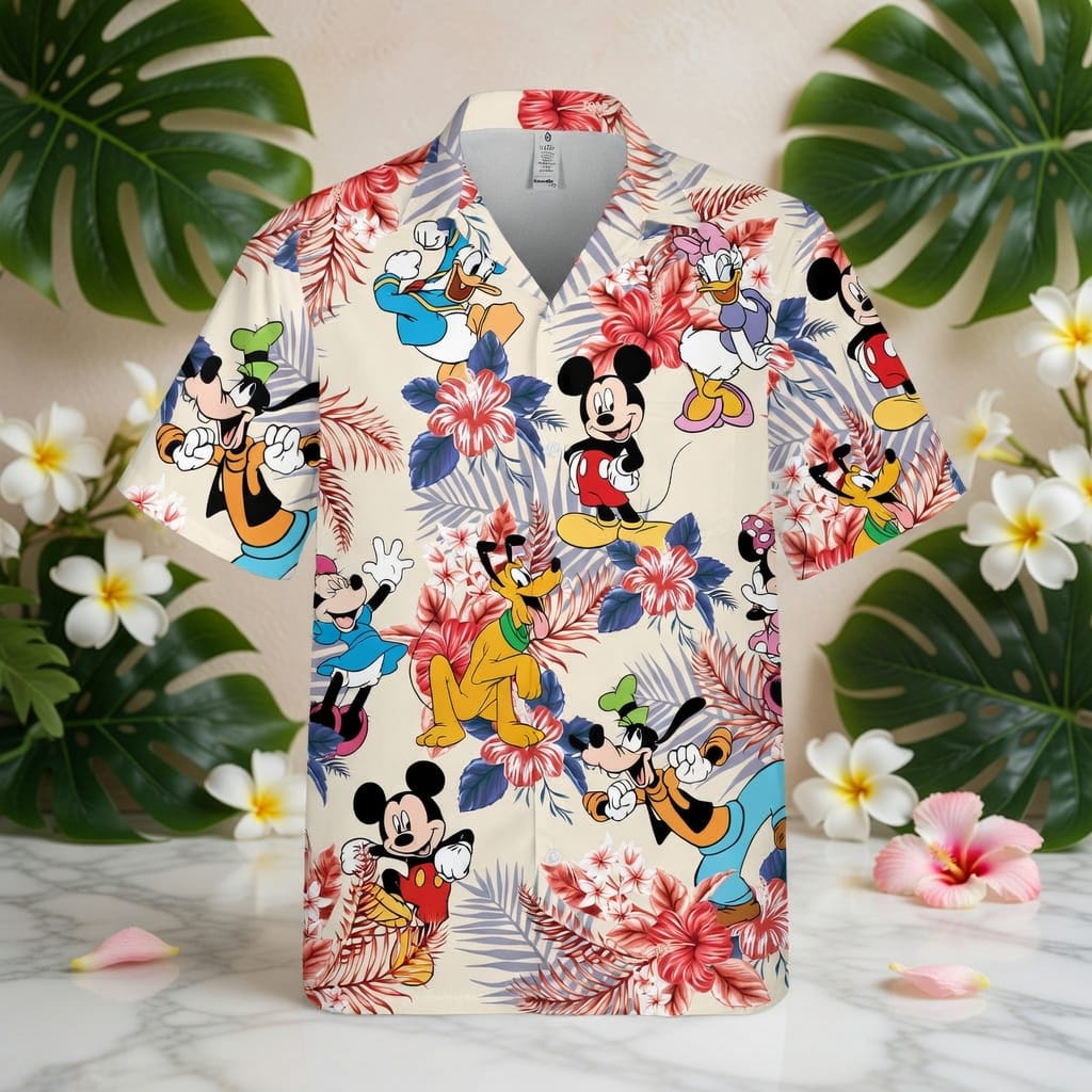 Cartoon Tropical Mouse and Friends Premium Hawaiian Shirt - HWHPKH4001