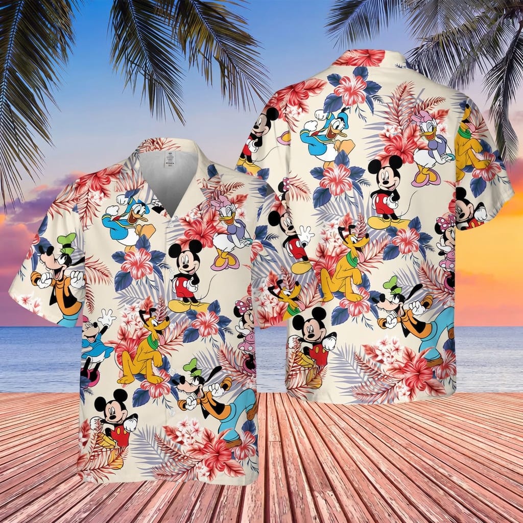 Cartoon Tropical Mouse and Friends Premium Hawaiian Shirt - HWHPKH4001