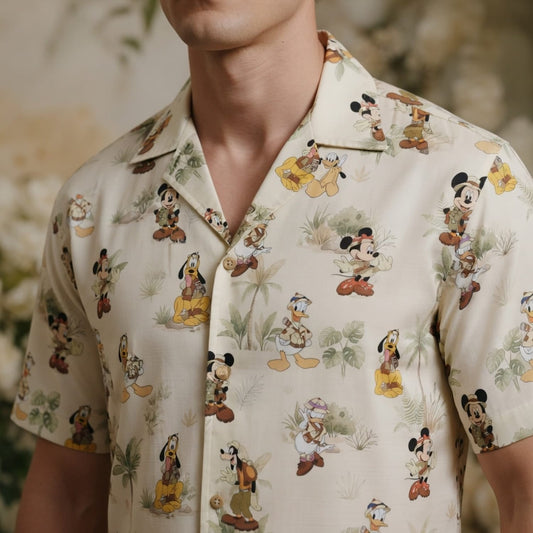 Safari Mouse Hawaiian Shirt - Tropical Jungle Explorer Print - HWI7676UI