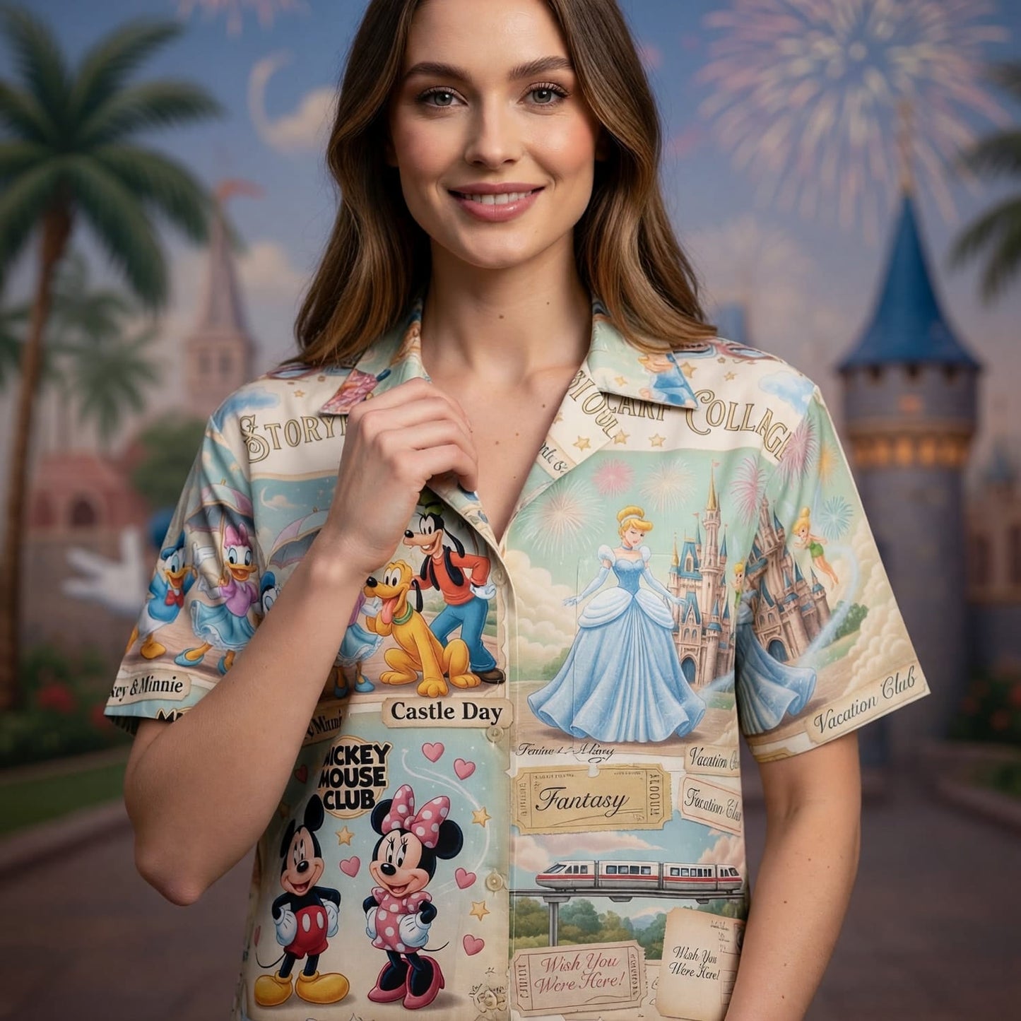 Theme Park Vacation Hawaiian Shirt - Mouse Castle Collage - HWIXODYYE
