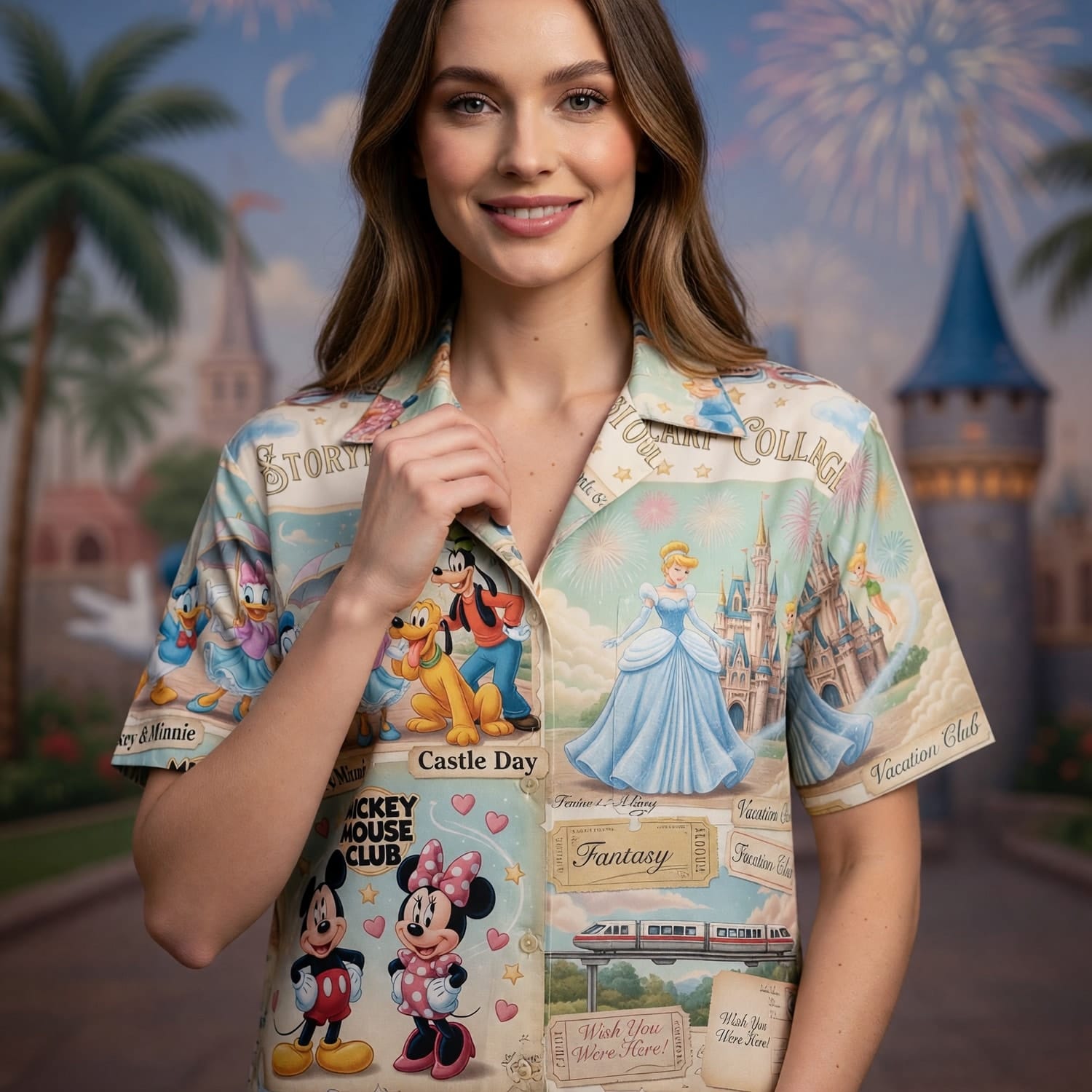 Theme Park Vacation Hawaiian Shirt - Mouse Castle Collage - HWIXODYYE