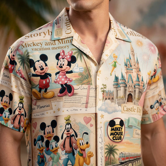 Mouse Hawaiian Shirt - Storybook Resort Vacation Collage - HWKDA0LPH