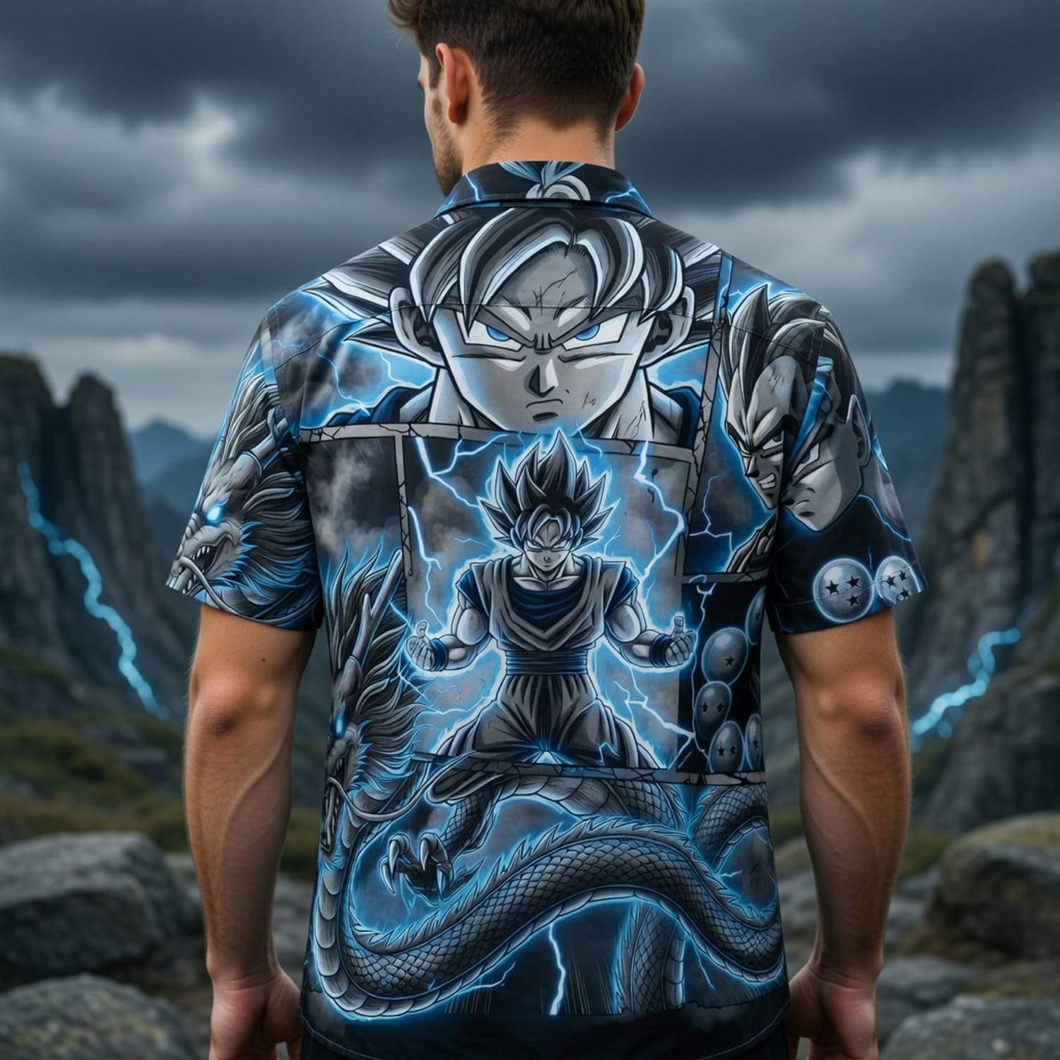 Anime Warrior Blue Lightning Premium Hawaiian Shirt - HWM1FZ40H