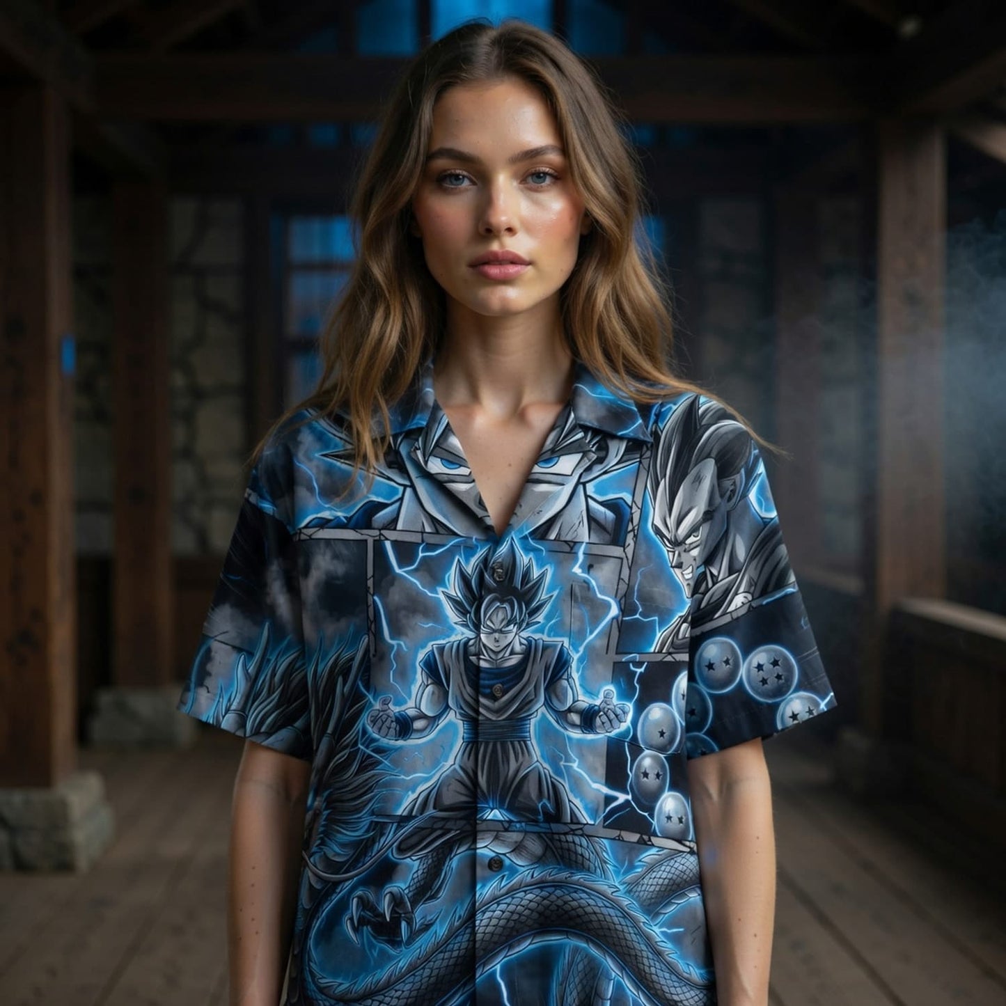 Anime Warrior Blue Lightning Premium Hawaiian Shirt - HWM1FZ40H