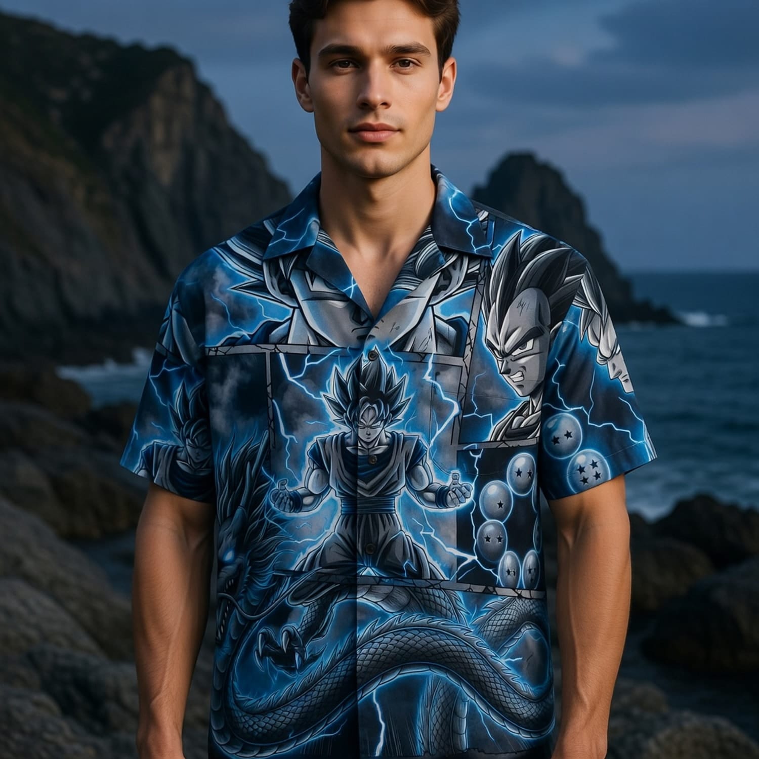 Anime Warrior Blue Lightning Premium Hawaiian Shirt - HWM1FZ40H