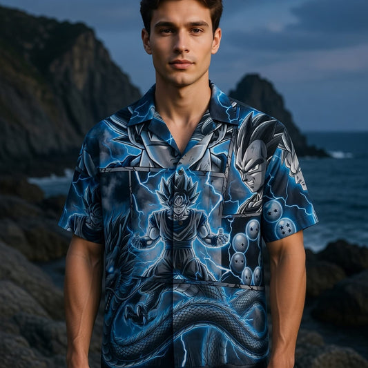 Anime Warrior Blue Lightning Premium Hawaiian Shirt - HWM1FZ40H