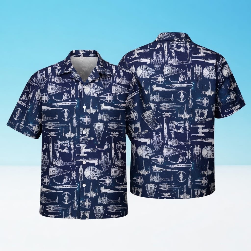 Galactic Spaceship Premium Hawaiian Shirt - Navy Aloha - HWNKRFZ001