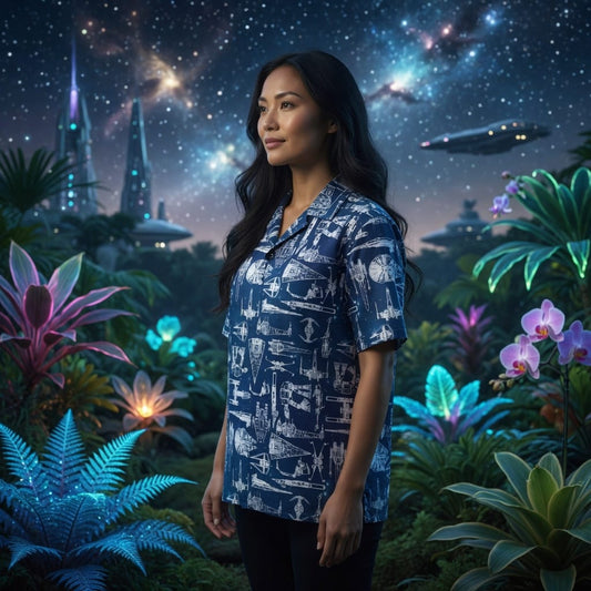 Galactic Spaceship Premium Hawaiian Shirt - Navy Aloha - HWNKRFZ001