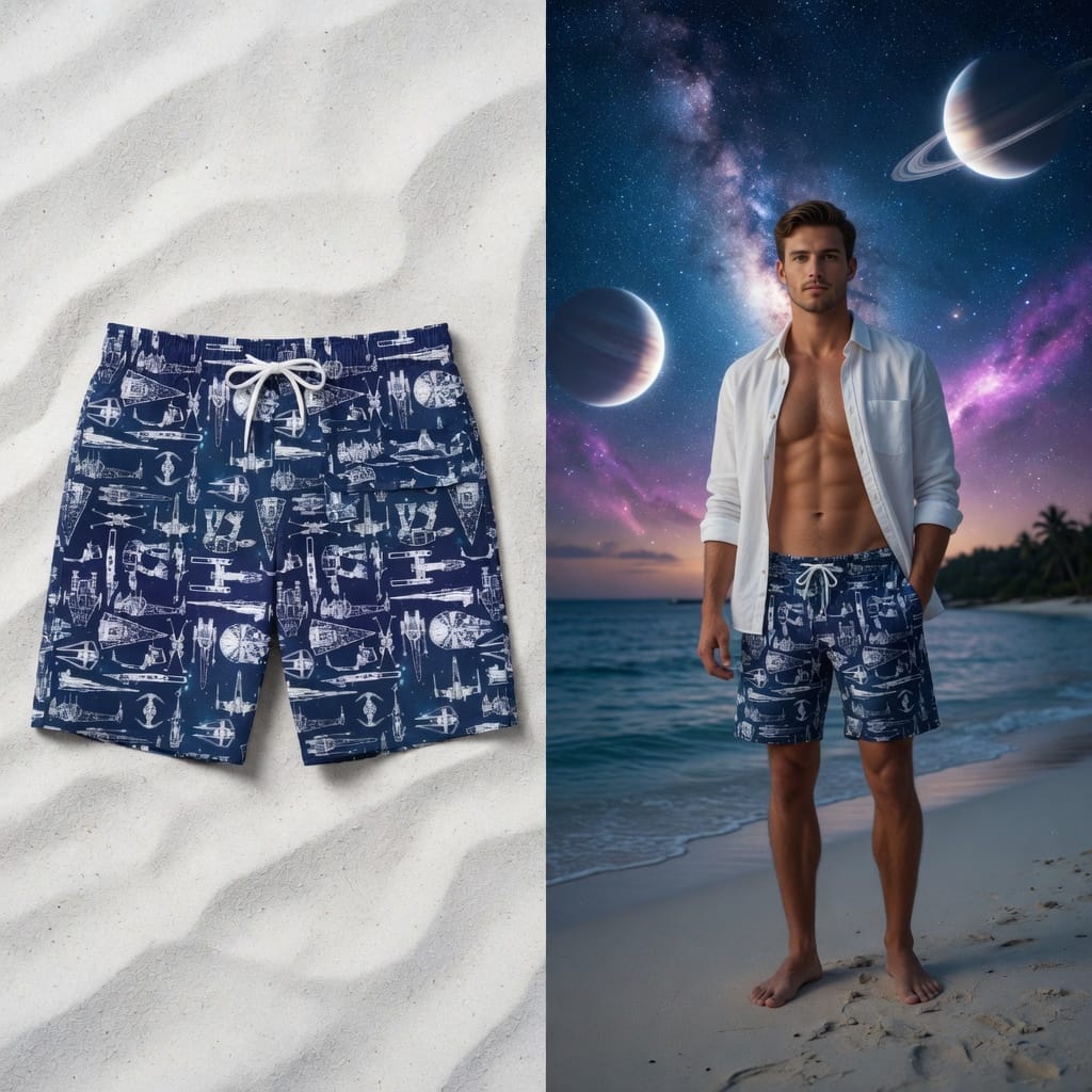 Galactic Spaceship Premium Hawaiian Shirt - Navy Aloha - HWNKRFZ001