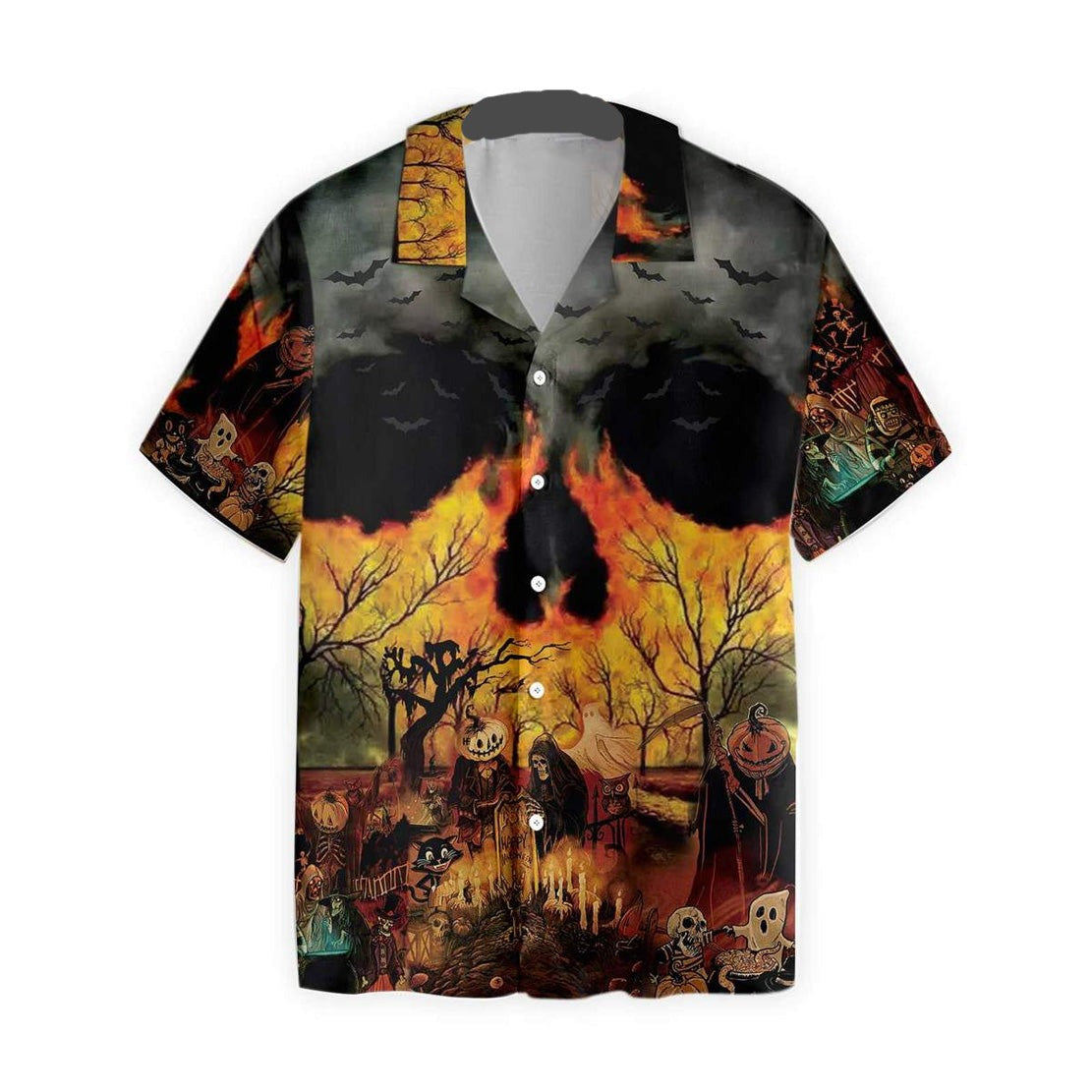 NoClaws Halloween Hawaii Shirt Party At Halloween Night Hawaiian Shirt Black Orange Unisex