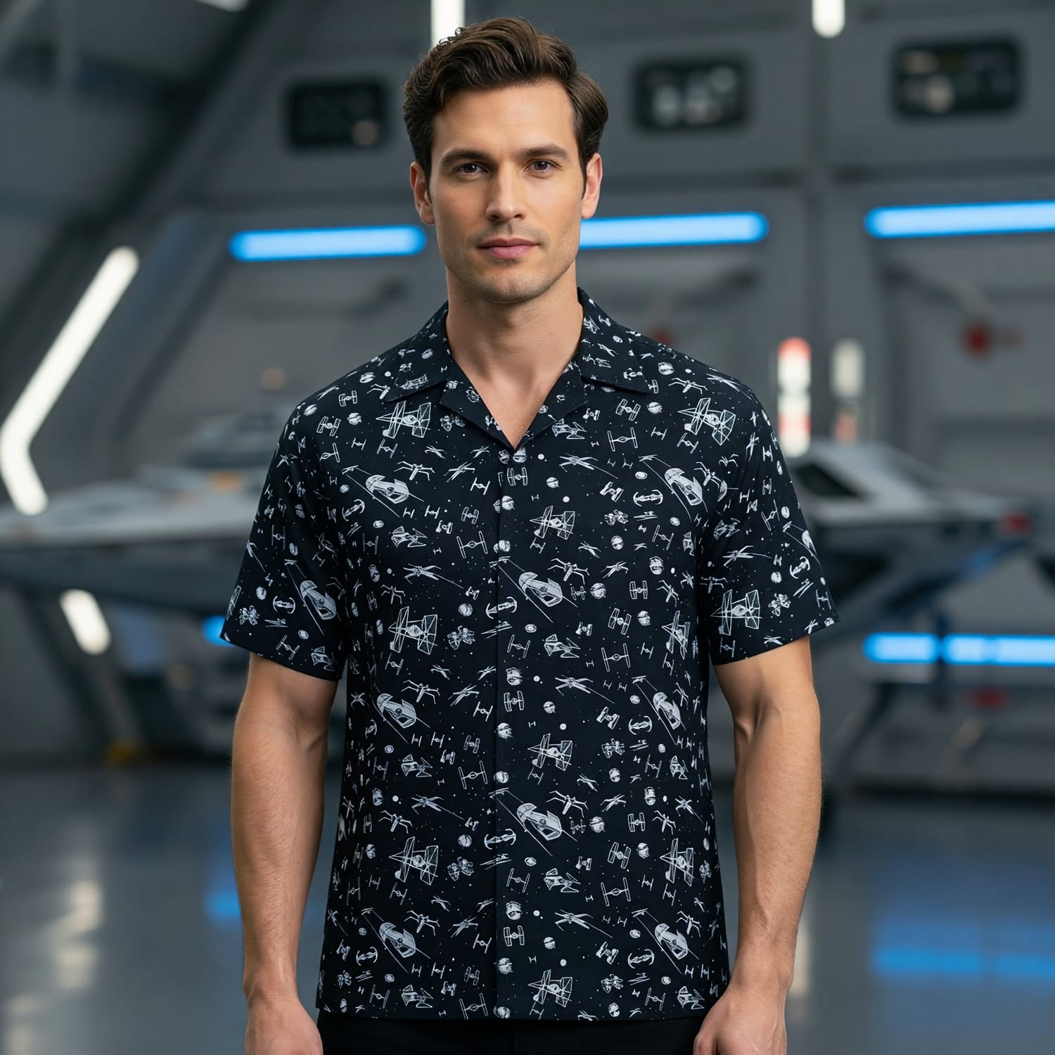 Galactic Spaceships Hawaiian Shirt - Galactic Fleet Pattern - HWO5914B2