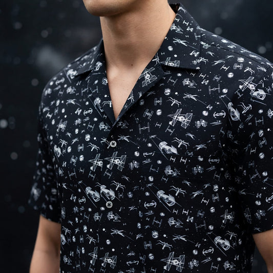 Galactic Spaceships Hawaiian Shirt - Galactic Fleet Pattern - HWO5914B2