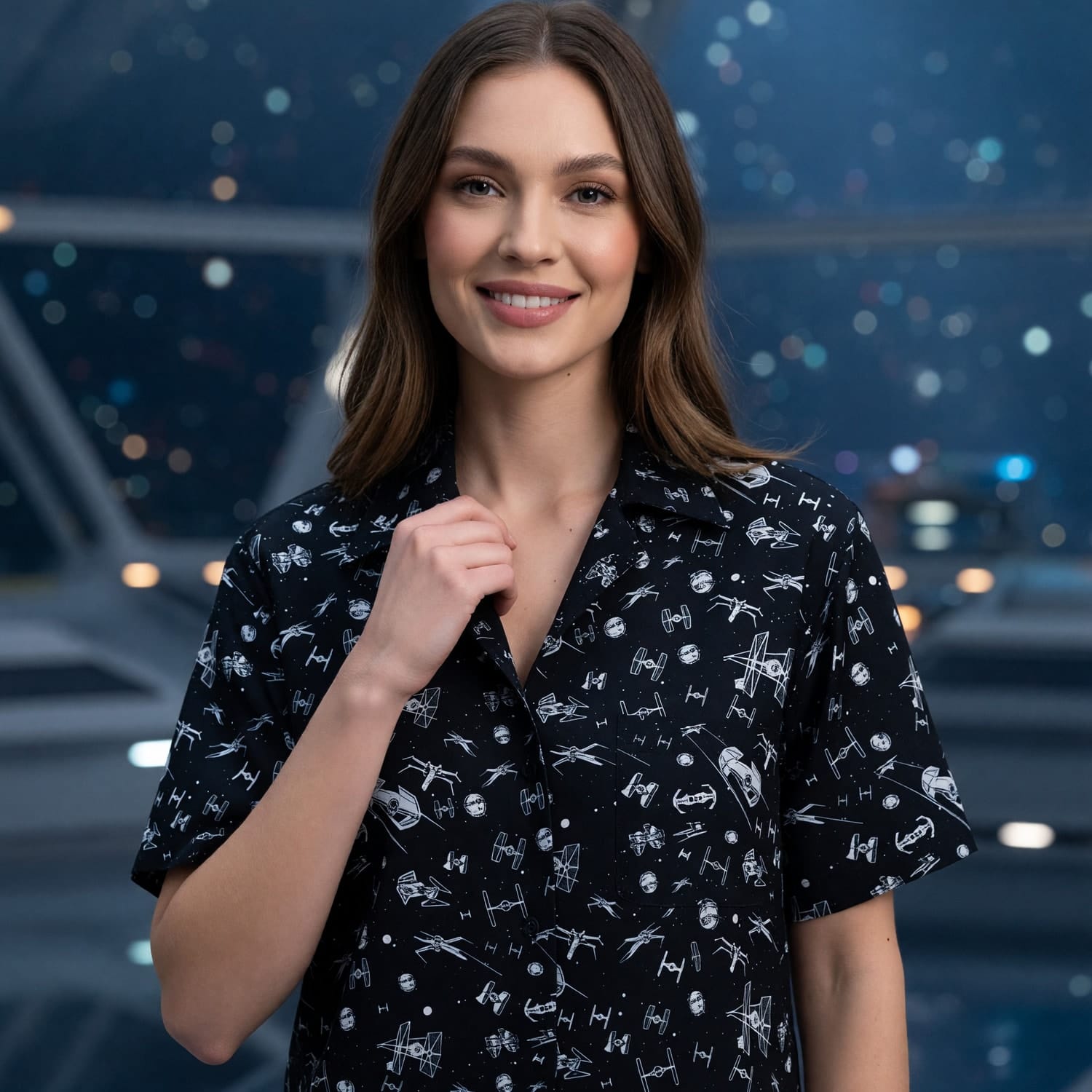 Galactic Spaceships Hawaiian Shirt - Galactic Fleet Pattern - HWO5914B2