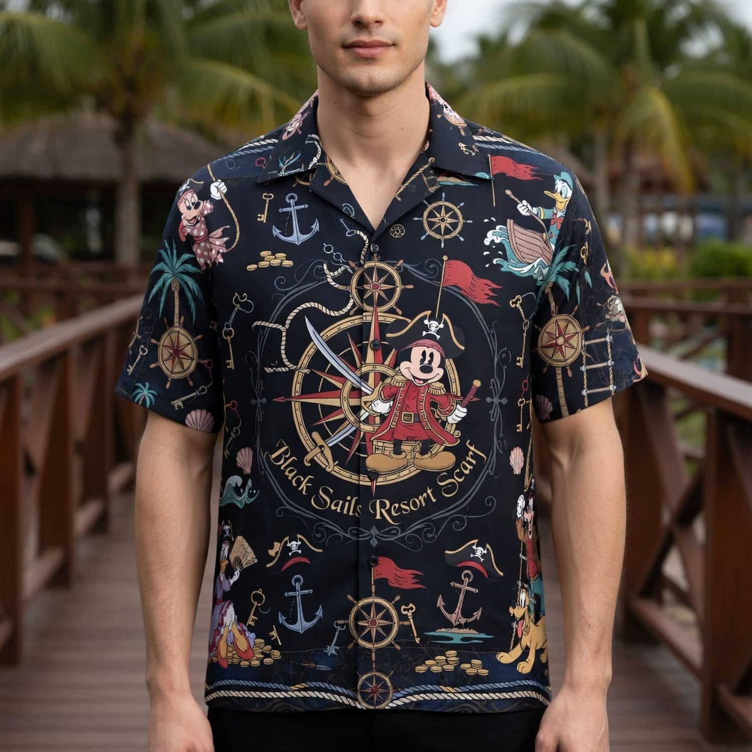 Pirate Mouse Hawaiian Shirt - Nautical Cartoon Beach Apparel - HWO5YPGBA