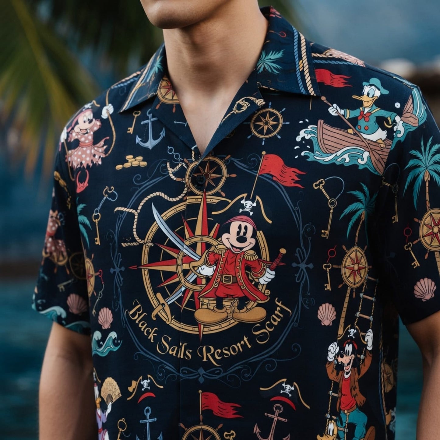 Pirate Mouse Hawaiian Shirt - Nautical Cartoon Beach Apparel - HWO5YPGBA