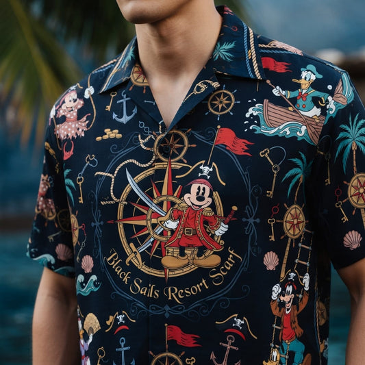 Pirate Mouse Hawaiian Shirt - Nautical Cartoon Beach Apparel - HWO5YPGBA