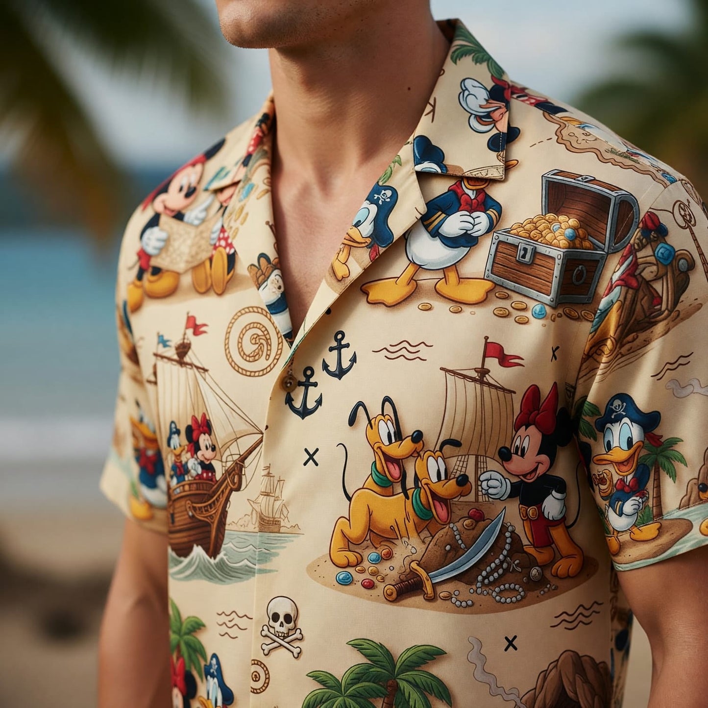 Mouse Pirate Hawaiian Shirt - Tropical Treasure Map Adventure - HWOG3Z9PG