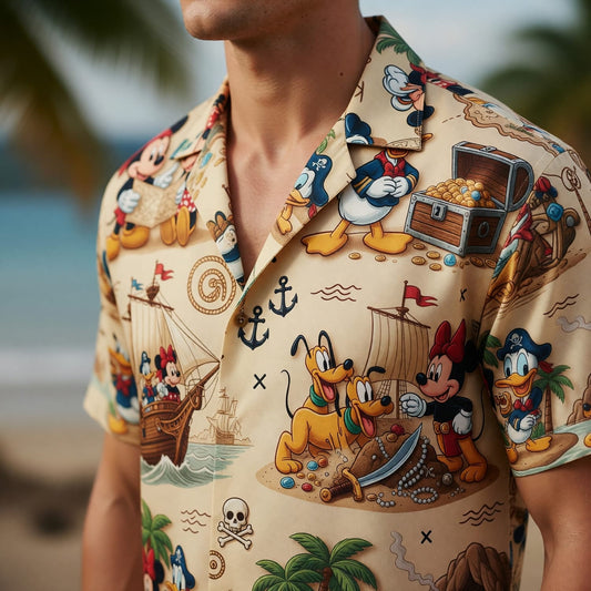 Mouse Pirate Hawaiian Shirt - Tropical Treasure Map Adventure - HWOG3Z9PG