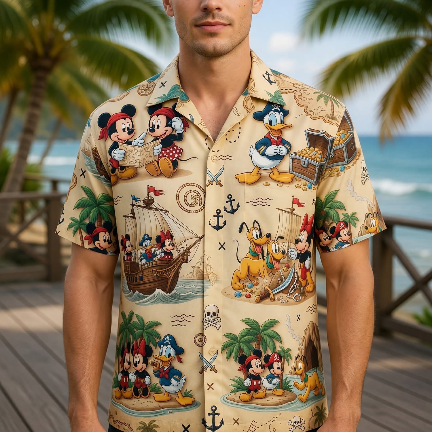 Mouse Pirate Hawaiian Shirt - Tropical Treasure Map Adventure - HWOG3Z9PG