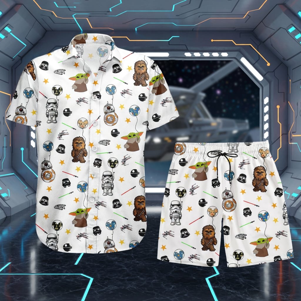 Galactic Characters Premium Hawaiian Shirt/Short, Green Baby Alien Furry Giant Button Shirt Men, Galactic Short Sleeve Shirt, Shorts Men - HWOHB66001