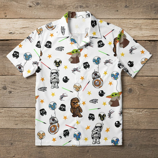 Galactic Characters Premium Hawaiian Shirt/Short, Green Baby Alien Furry Giant Button Shirt Men, Galactic Short Sleeve Shirt, Shorts Men - HWOHB66001