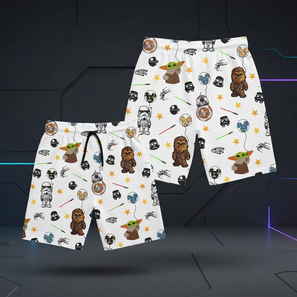 Galactic Characters Premium Hawaiian Shirt/Short, Green Baby Alien Furry Giant Button Shirt Men, Galactic Short Sleeve Shirt, Shorts Men - HWOHB66001