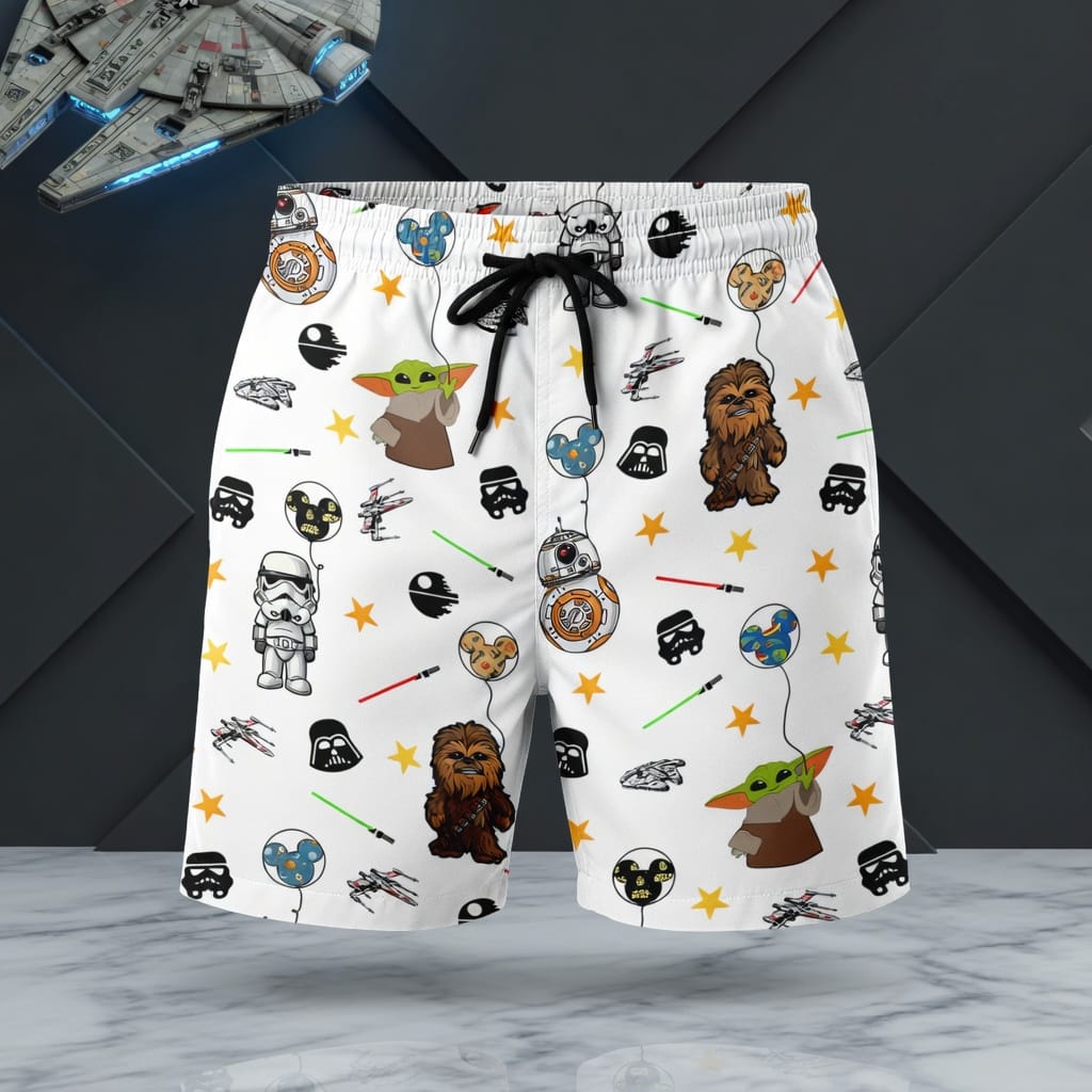 Galactic Characters Premium Hawaiian Shirt/Short, Green Baby Alien Furry Giant Button Shirt Men, Galactic Short Sleeve Shirt, Shorts Men - HWOHB66001