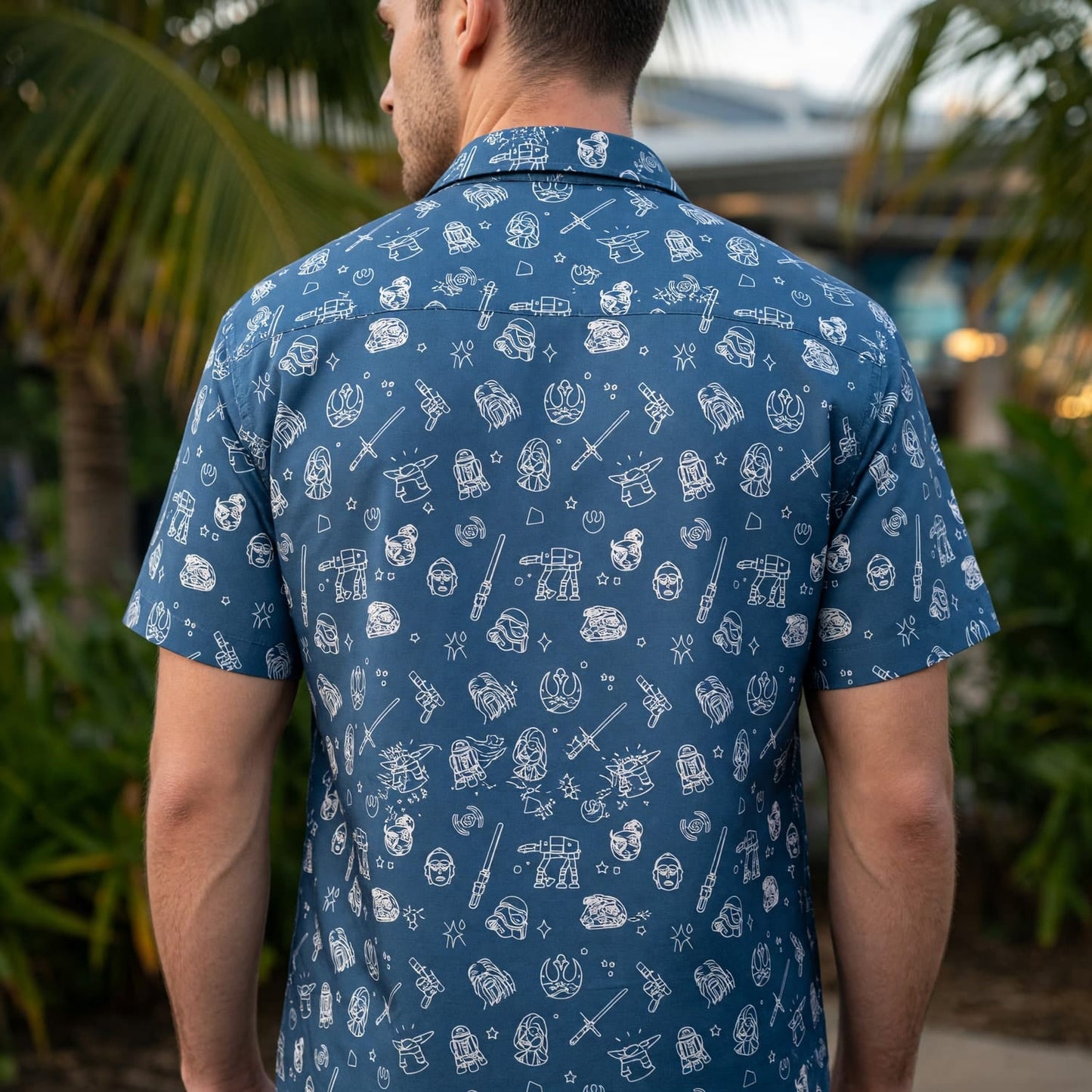 Galactic Hawaiian Shirt - Galactic Icon Line Art Pattern - HWOM8ALDY