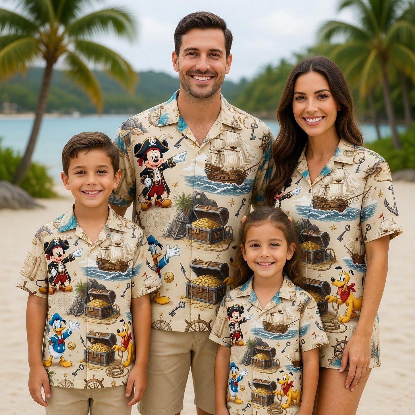 Pirate Hawaiian Shirt - Mouse Duck Pup Treasure Map - HWPOSJSN7