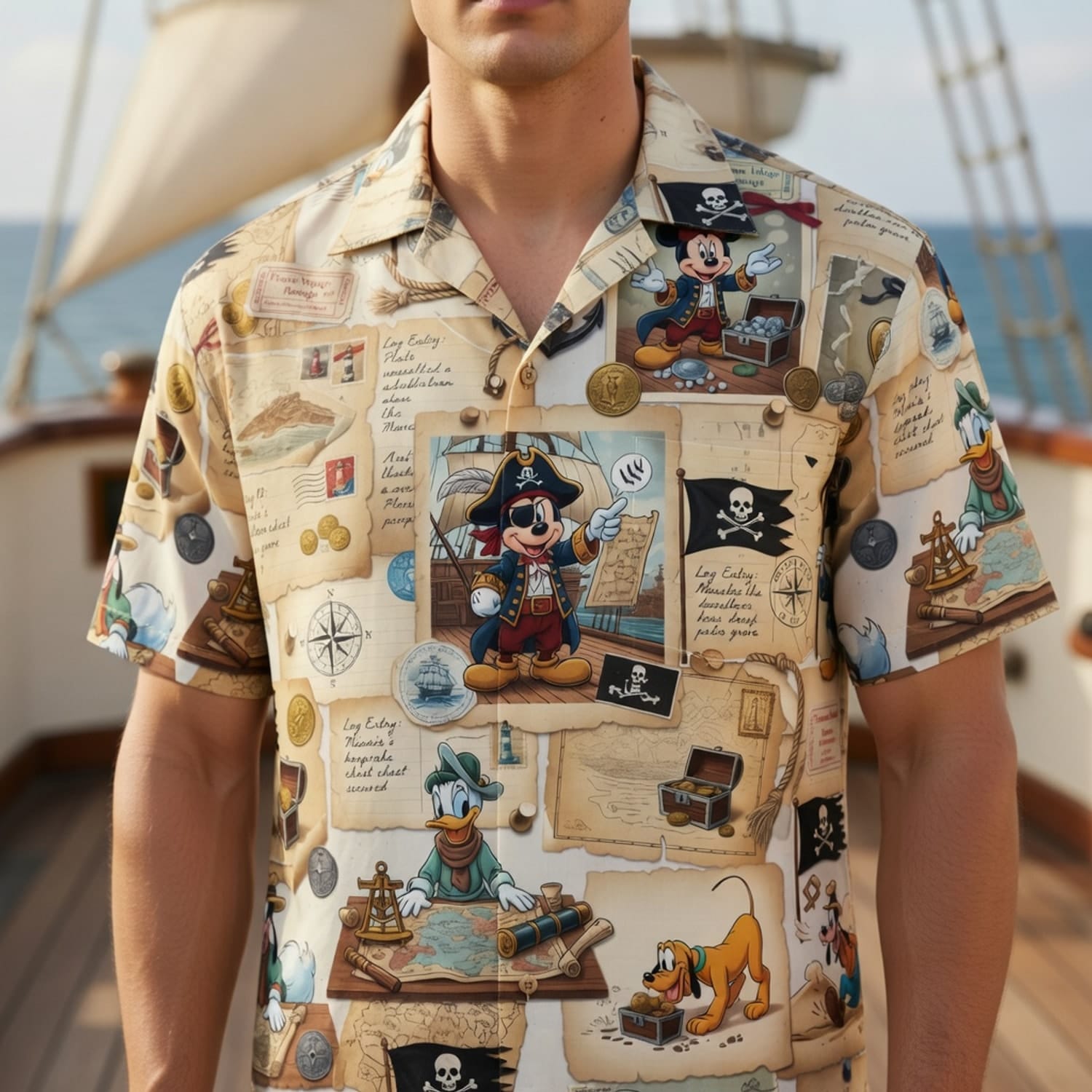 Pirate Treasure Hunt Mouse Duck Pup Premium Hawaiian Shirt - HWQ5KKL9X