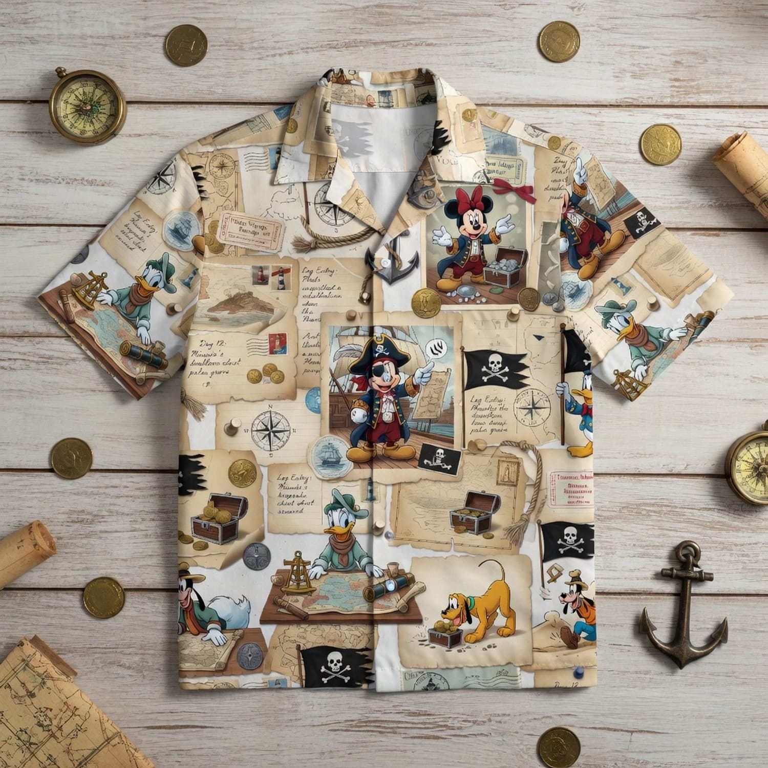 Pirate Treasure Hunt Mouse Duck Pup Premium Hawaiian Shirt - HWQ5KKL9X