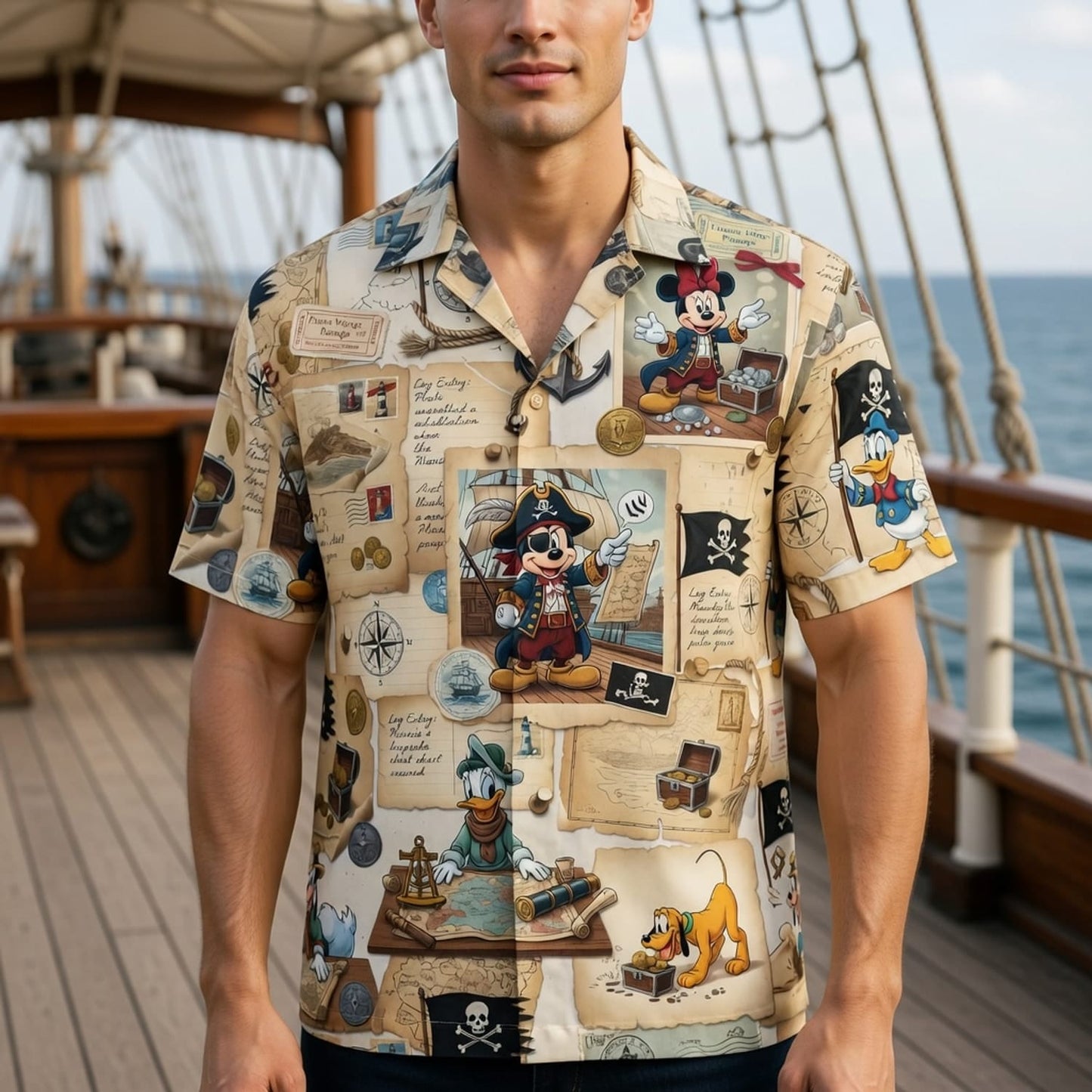 Pirate Treasure Hunt Mouse Duck Pup Premium Hawaiian Shirt - HWQ5KKL9X