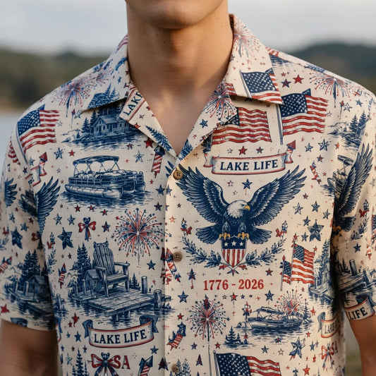 America 250 Patriotic Premium Hawaiian Shirt - Lake Life Style - HWRG3X2001