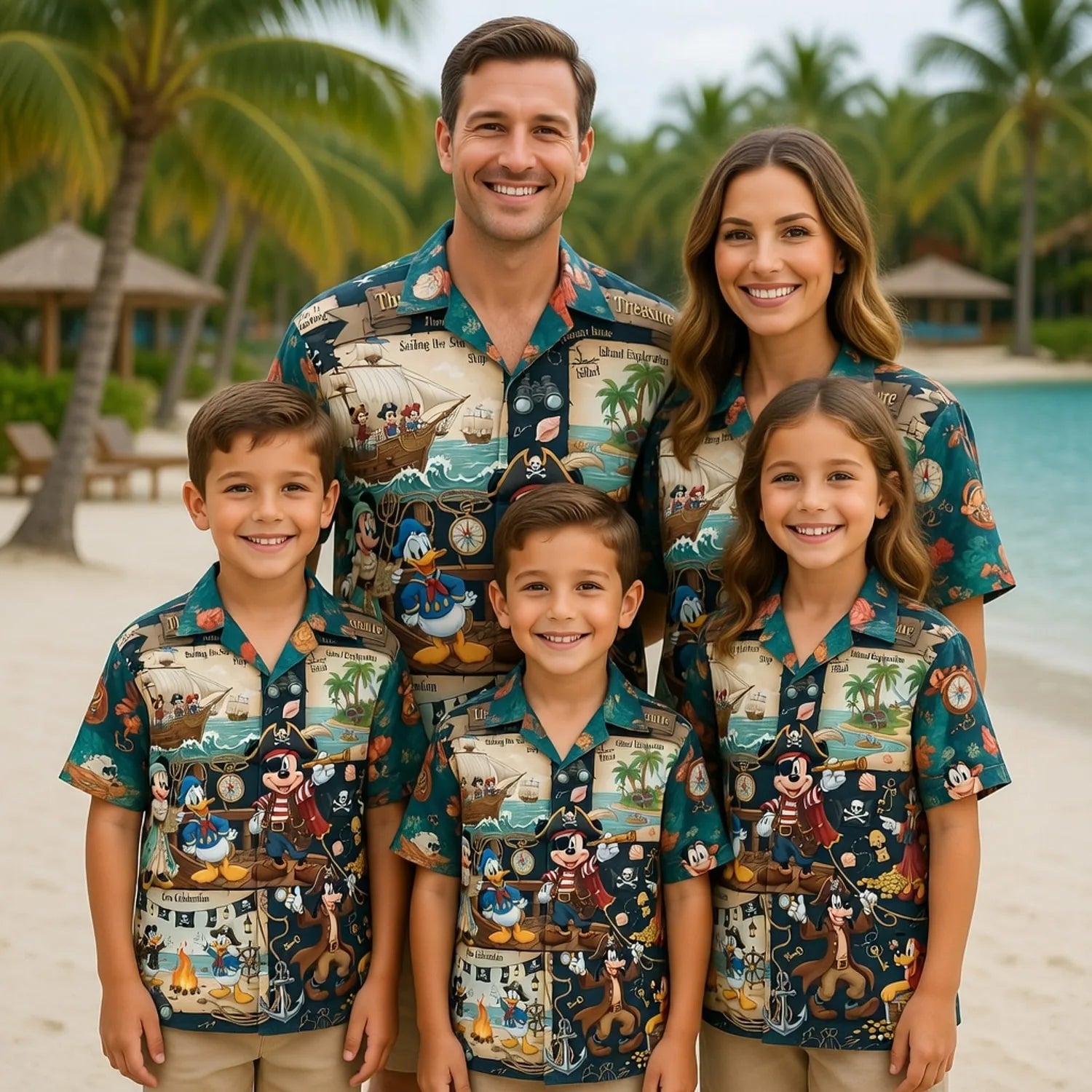 Mouse Pirate Hawaiian Shirt - Treasure Map Cartoon Apparel - HWSZ812C5