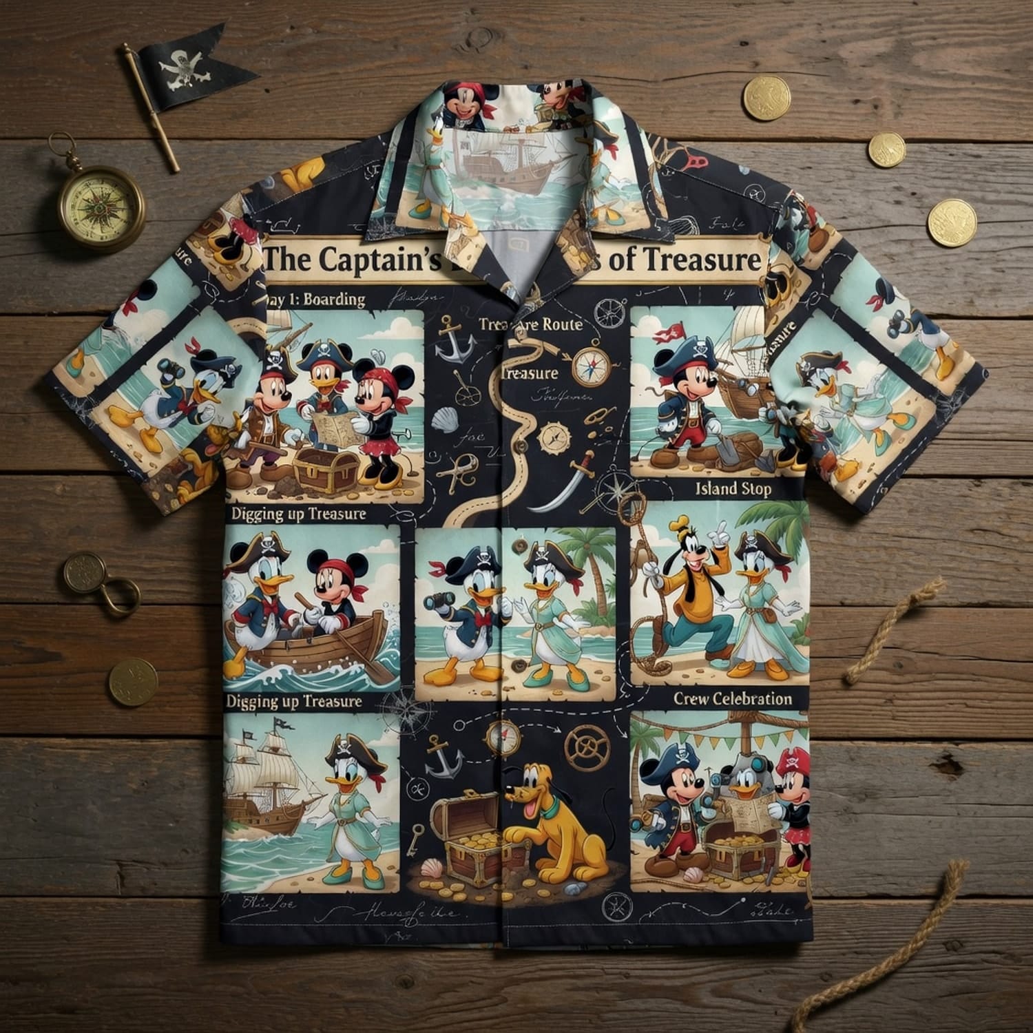 Pirate Mouse Hawaiian Shirt - Treasure Adventure Beachwear - HWUVYC1VN