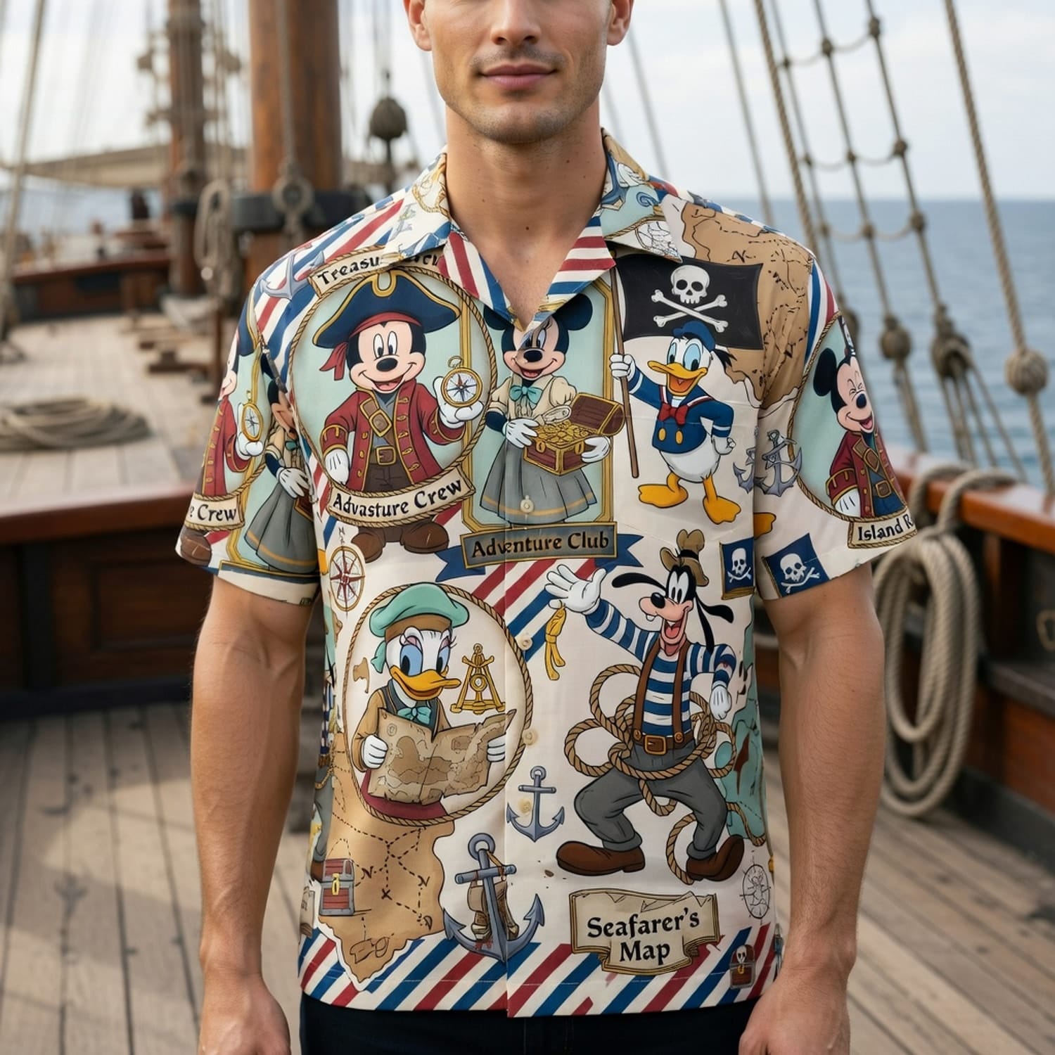Adventure Crew Mouse Duck Silly Dog Pirate Premium Hawaiian Shirt - HWV7EJ447