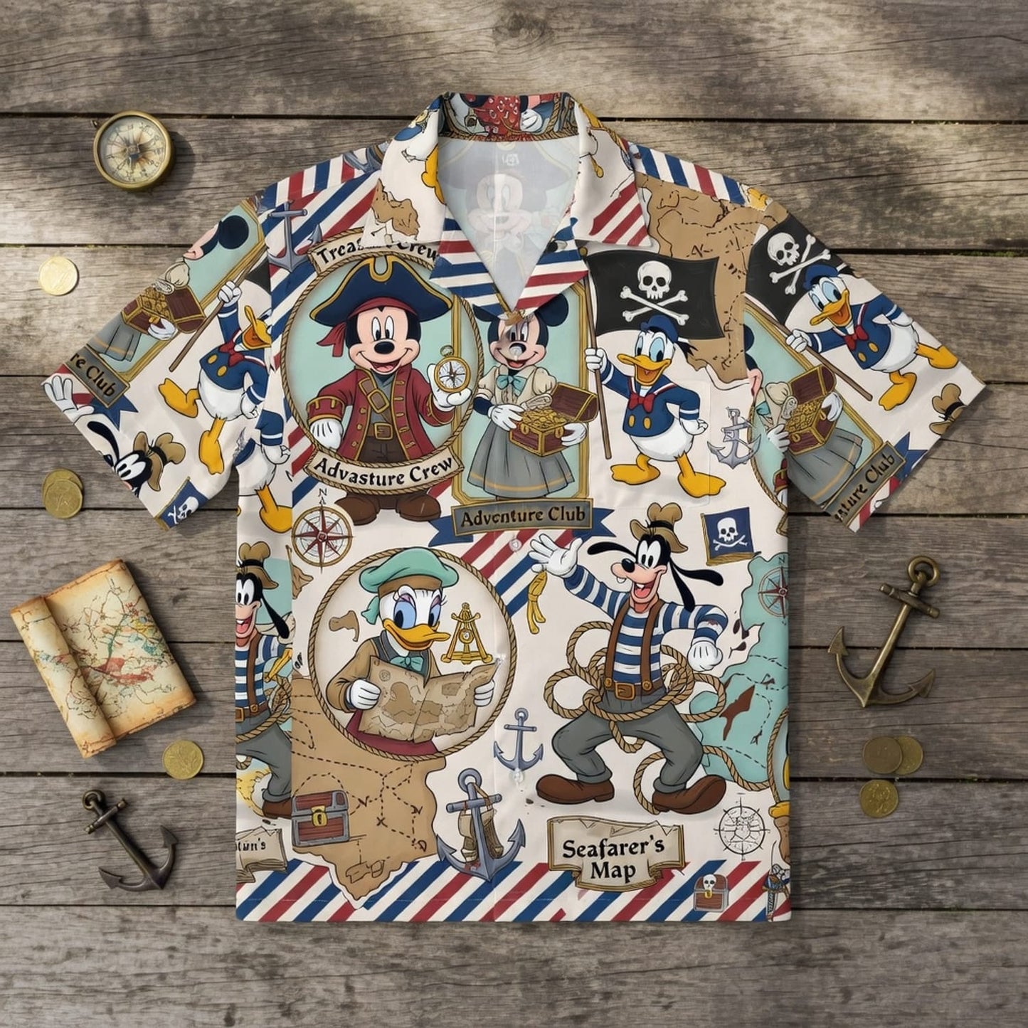 Adventure Crew Mouse Duck Silly Dog Pirate Premium Hawaiian Shirt - HWV7EJ447