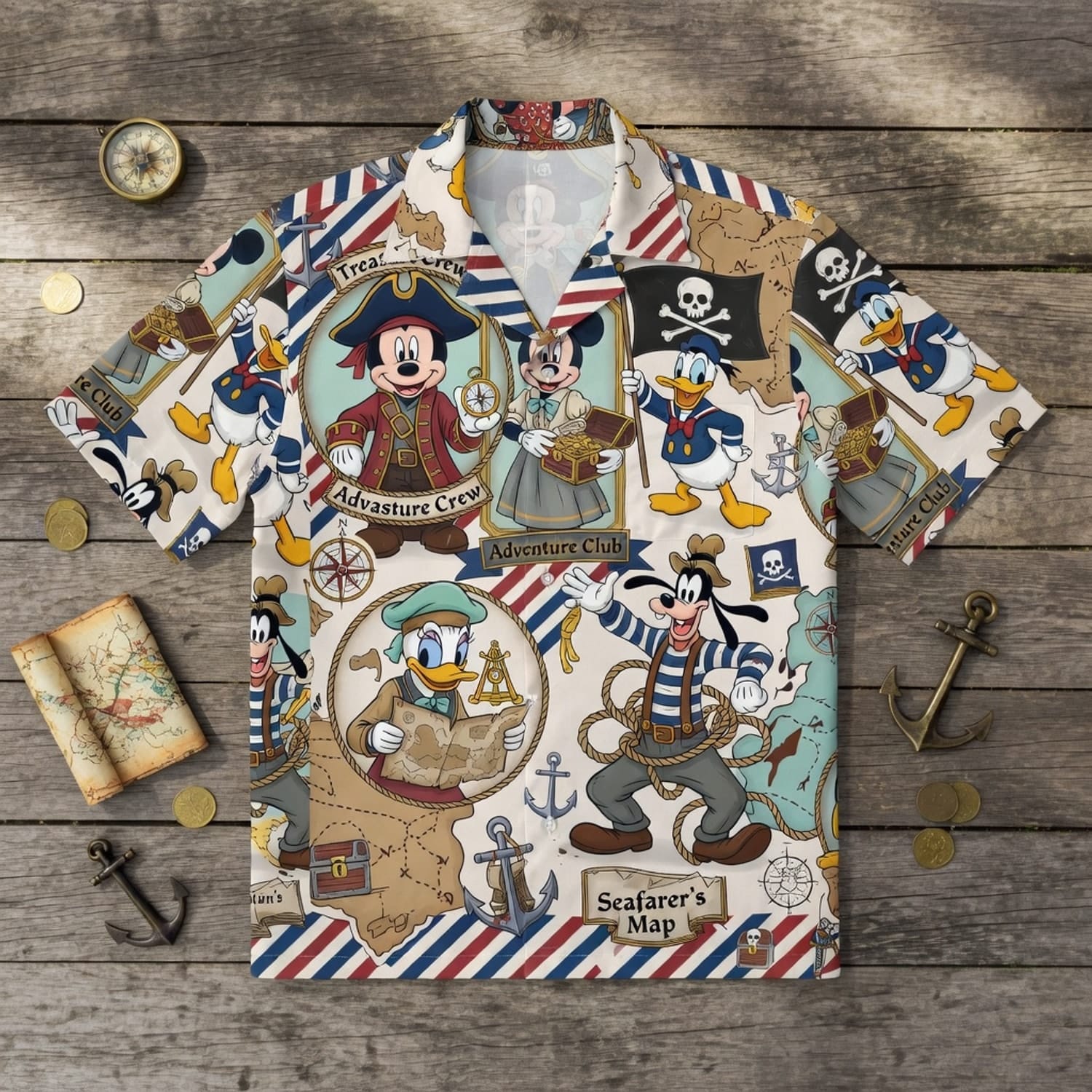 Adventure Crew Mouse Duck Silly Dog Pirate Premium Hawaiian Shirt - HWV7EJ447