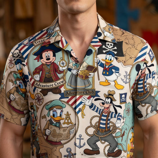 Adventure Crew Mouse Duck Silly Dog Pirate Premium Hawaiian Shirt - HWV7EJ447