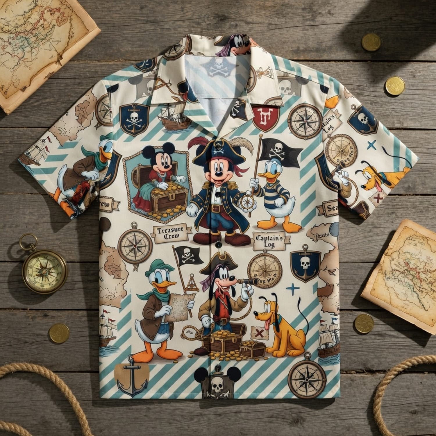 Pirate Treasure Crew Mouse & Friends Premium Hawaiian Shirt - HWVKFMRNQ